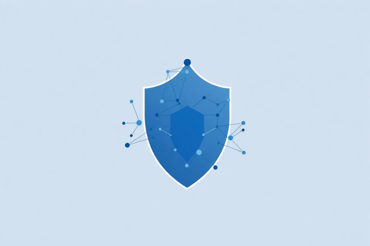 Abstract visualization of AI risk governance and connected systems